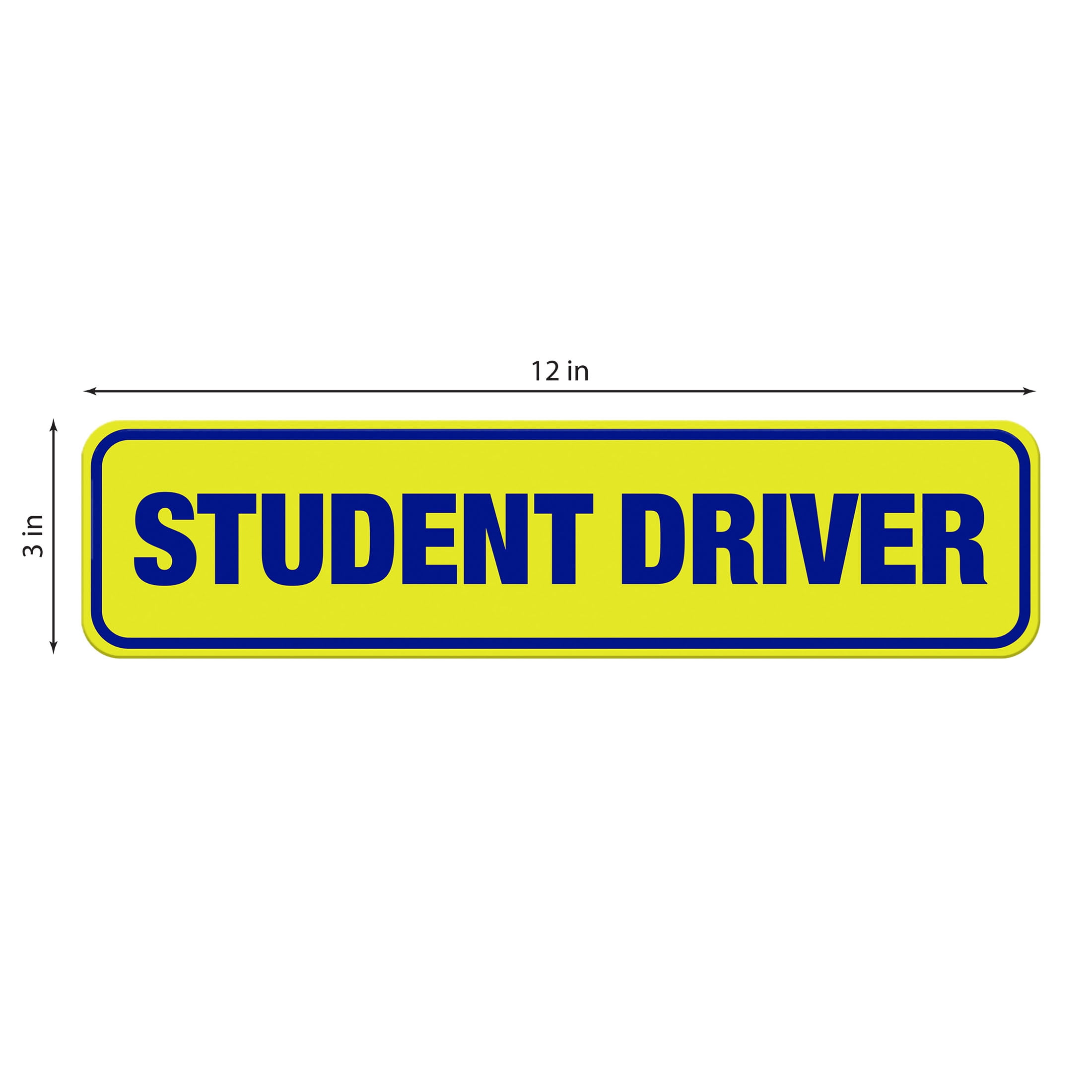 HY-KO Student Driver Vehicle Magnet, 3” x 12” Size, Affixes to All Metal Cars, Removable