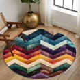 thumbnail image 2 of Round Rugs 5Ft, Vintage Waves Stripe Round Area Rug Washable Indoor Throw Carpet, Colorful Abstract Art Soft Non Slip Circle Rug for Cabinet Bathroom Home Decor Aesthetic, 2 of 8