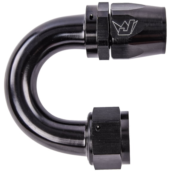 JEGS AN 180-Degree Max Flow Swivel Hose End [-16 AN Female to -16 AN Hose, Black]