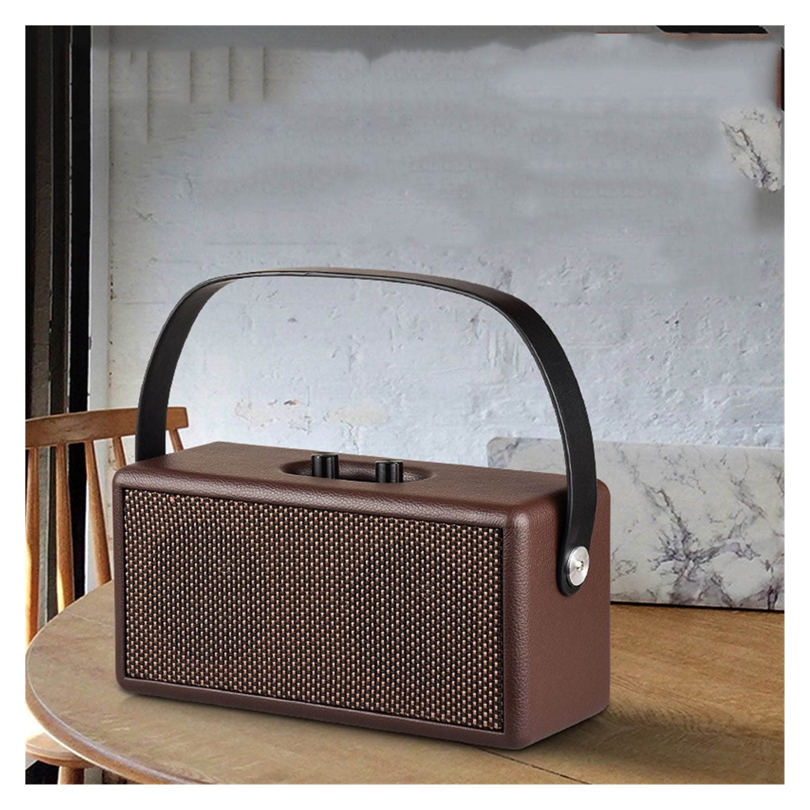 Retro Wooden Dual Speakers Bluetooth Speaker Collection Home Computer Mobile Phone Outdoor Portable Leather Subwoofer Speaker