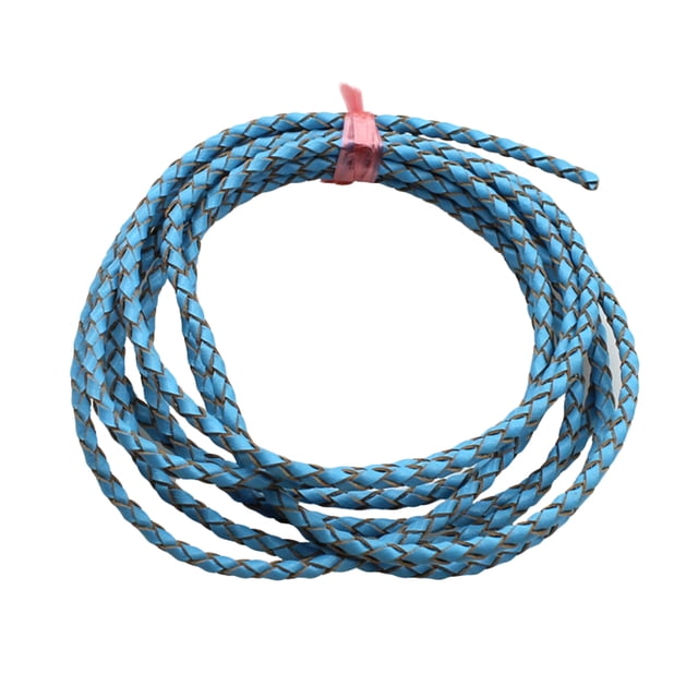 Miangastore 3MM Bracelet Making Cord Round Genuine Braided Leather Rope for Bracelets Jewelry Making DIY Handicrafts 2 Meters (Blue)