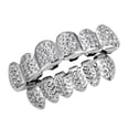 thumbnail image 2 of Mouth Caps Parrillas de Personalizadas - Flor Tallada 6 Tapas de Superiores / Inferiores para Mujeres Hombres Decoració Plata Yinane Dientes de parrilla de hip hop, 2 of 6