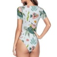 thumbnail image 4 of Gaeub Turtle And Sea Life Women'S Short Sleeve One Piece Swimsuit Sexy High-Waisted Bodysuit For Swimming, Beach, Sports - Small, 4 of 9