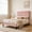 Pink, variant on Full Bed Frame, Upholstered Platform Bed with Headboard, Strong Wooden Slats Support, Noise-Free Mattress Foundation, No Box Spring Needed, Easy Assembly, Beige-Without Drawer