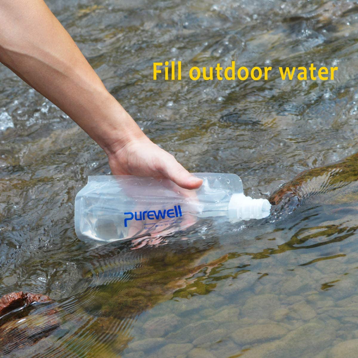 BPA Free Leak Proof Emergency Preparedness Squeeze Water Through a Filter Water Bag/Bottle with Filter Collapsible Water Filter Canteens for Hiking Lightweight 