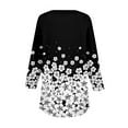 thumbnail image 5 of Xyxonk 3/4 Sleeve Shirts for Women V Neck Trendy Blouses Floral Print Button Down Loose Three Quarter Length T-Shirts Funny Graphic Holiday Shirt Women's Clothes Black-1 M, 5 of 5