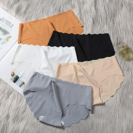 

5-Pack Ice Silk Seamless Panties Women Breathable Mid Waist Panties Sexy Panties