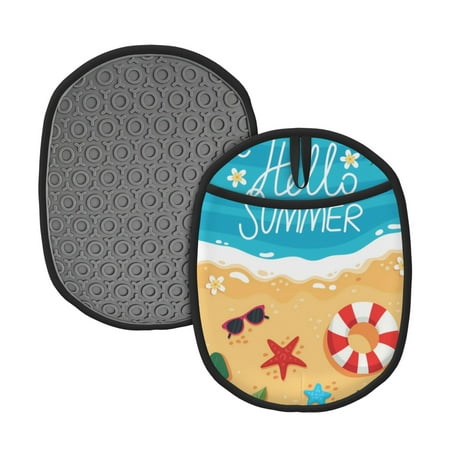 

Naloa Hello Summer1 Silicone Pot Holders Oven Mitts Heat Resistant Hot Pads Non Slip Pot Holder for Kitchen Baking and Cooking 9.4 x 7.5 Inches