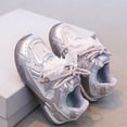 thumbnail image 2 of Encajes de Zapato Blanco para Niños Primavera Y Verano Niñas Planas Suaves de Moda de Malla de Estrellas Encaje Casual Arco Zapatos de Carrera Encajes de Zapato Blanco para Zapatillas Deportivas, 2 of 9