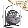 thumbnail image 3 of Noaman Cat Swing Bed with Stand & Cushion, Gray Indoor/Outdoor Hanging Egg Chair for Cats & Small Dogs, Rattan Wicker Design, 19.3in Height, 18.9in Width, 3 of 17