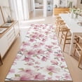 thumbnail image 3 of Hallway Runner Rug 2'x6', Pink Flowers Kitchen Runner Rugs Non-Slip Carpet Mats, Spring Watercolor Botanical Floral Leaf Plant Bedside Rugs Runners Washable Floor Carpet for Bathroom Laundry Room, 3 of 8