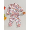 thumbnail image 4 of Infant Baby Halloween Clothes FlowerPumpkin Print Long Sleeve Sweatshirt Long Pants Set Fall Outfit, 4 of 9
