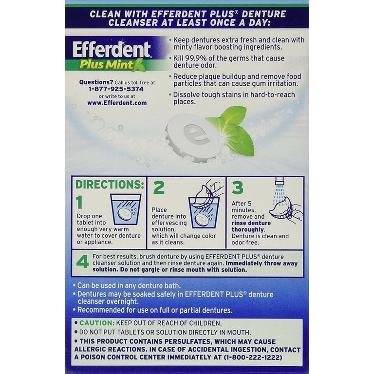 Efferdent Plus Mint Antibacterial Denture Cleanser Tablets, 90 Count photo 4