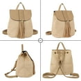 thumbnail image 3 of LHSHID Women Small Braid Tassels Straw Woven Backpack PU Leather Flap Drawstring Daypack Shoulders Bag, 3 of 6