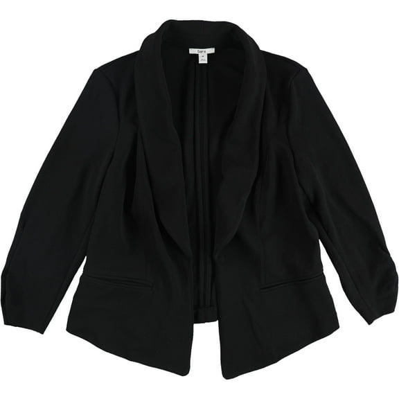 bar III Womens Crepe Blazer Jacket, Black, Medium