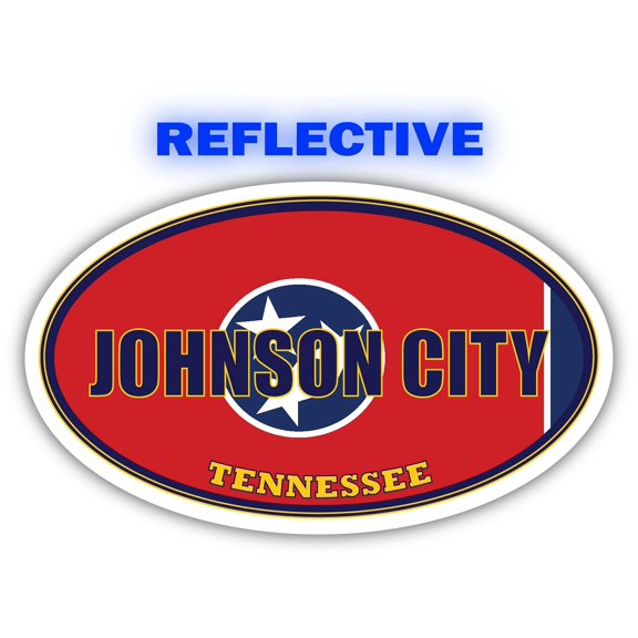 Johnson City City Tennessee State Flag | TN Flag Washington County Oval State Colors Reflective Sticker Car Decal 3x5 inches