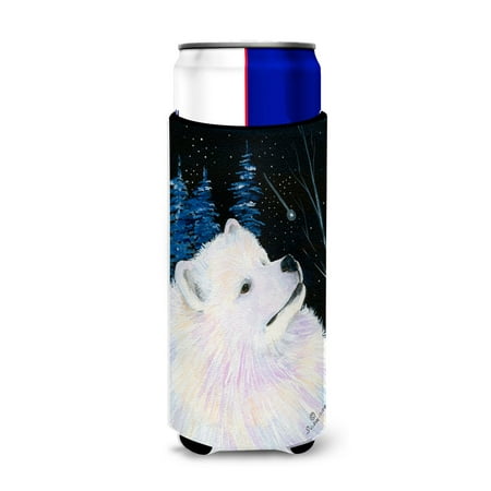 

Caroline s Treasures SS8376MUK Starry Night Samoyed Ultra Hugger for slim cans Slim Can multicolor