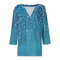 thumbnail image 6 of Juslio Womens Shirts V-Neck 3/4 Sleeve Tees Print Graphic Blouses Casual Loose, 6 of 7
