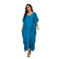 thumbnail image 3 of Beautybatik Blue Women Stripe Caftan Kaftan Loungewear Maxi Plus Size Long Dress XL, 3 of 6