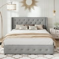 thumbnail image 2 of Allewie Full Size Lift Up Platform Storage Bed Frame with Button Tufted Wingback Headboard, Light Grey, 2 of 12