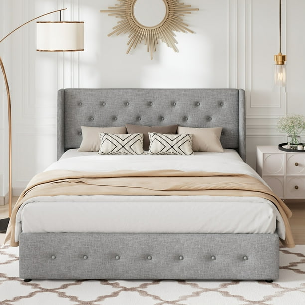 Allewie Modern Full Size Bed Frame with Lift Up Storage and