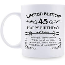 45th Birthday Gifts for Women Men - 11 oz Coffee Mug - 45 Year Old Present Ideas for Mom, Dad, Wife, Husband, Son, Daughter, Friend, Colleague, Coworker (45th Birthday Gift)
