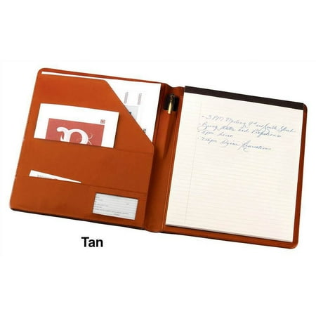 Black Leather Padfolio with ID Window (Tan)