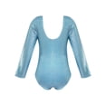 thumbnail image 2 of inlzdz Kids Girls Shiny Sparkly Ballet Dance Leotards Long Sleeve Gymnastics Bodysuit Jumpsuit Sky Blue 100, 2 of 7