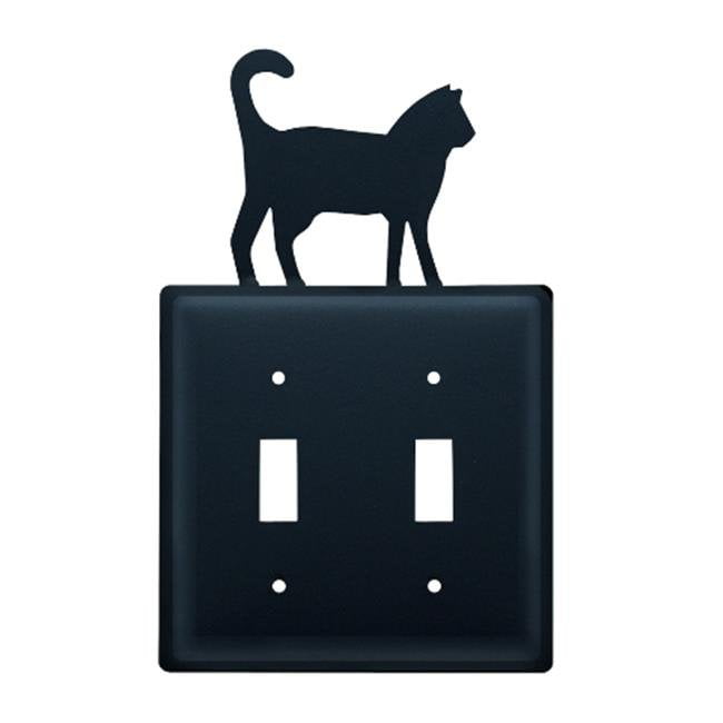 Village Wrought Iron ESS-6 Cat Switch Cover Double - Black