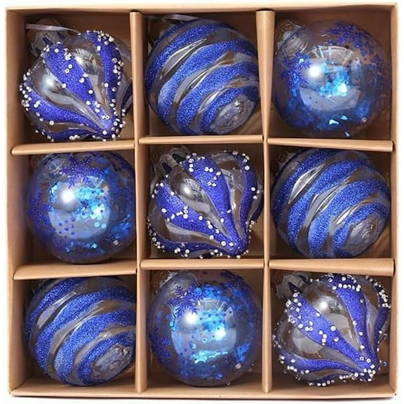 SHANJIA Christmas Balls, Champagne Christmas Balls 9Pcs 8cm Christmas Ball Colorful Ball Gift tree decoration pendant for Xmas Tree Holiday Garland Decor Ornaments