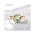 thumbnail image 2 of Gem Stone King 10K Yellow Gold Green Prasiolite and White Diamond Women's Engagement Ring (2.3 Cttw, Cushion 8MM, Available In Size 5, 6, 7, 8, 9), 2 of 7