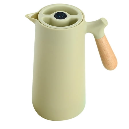 

Azhf New Arrivals 1L Thermal Carafe Drop Vacuum Insulated Tea Dispenser Wood Handle Home