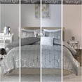 thumbnail image 5 of JERFIT Metallic Geometric Print King Comforter Set, Grey Silver Microfiber Bedding Set with Decorative Pillows, Antimicrobial, Ultra Soft, 5 of 10