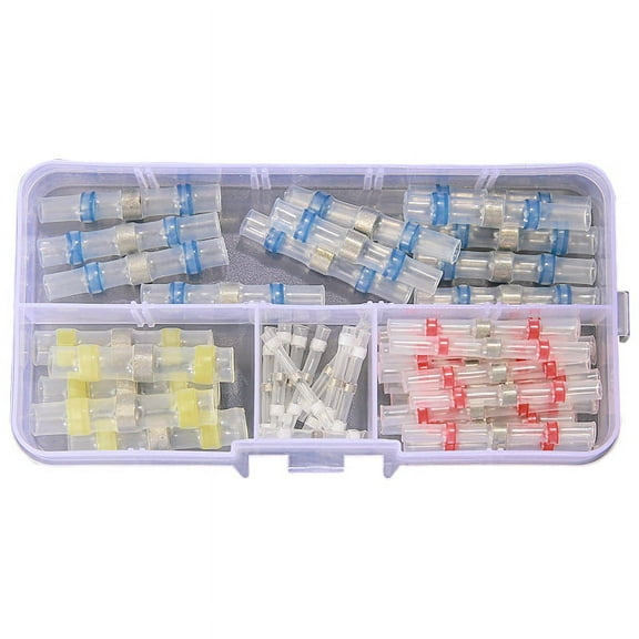 50Pcs Connector Heat Shrink Sordering Terminals Waterproof Solder Sleeve Tube Wire Insulated Butt Connectors Diy Electronic Cable Kit