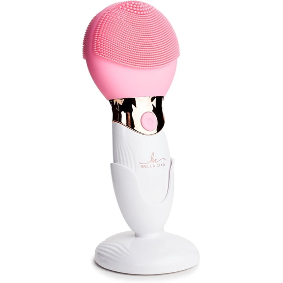 Bella Ciao Facial Cleansing Brush, Rechargeable Silicone Face Scrubber with 4 Massage Settings, Portable Deep-Cleaning and Exfoliating Brush with 2-Sided Head, IPX5 Water-Resistant, Includes Charger