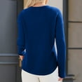 thumbnail image 7 of BXINGOHAI Women's V Neck Waffle Knit Henley Tops Casual Long Sleeve Pullover Sweater Blouses Blue,M, 7 of 7