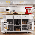 thumbnail image 6 of Harper & Bright Designs Large Kitchen Island with 2 Bar Stools and Power Outlet, Kitchen Storage Cart on 5 Wheels with Drop Leaf and Door Internal Storage Rack & 3 Drawers, White, 6 of 20