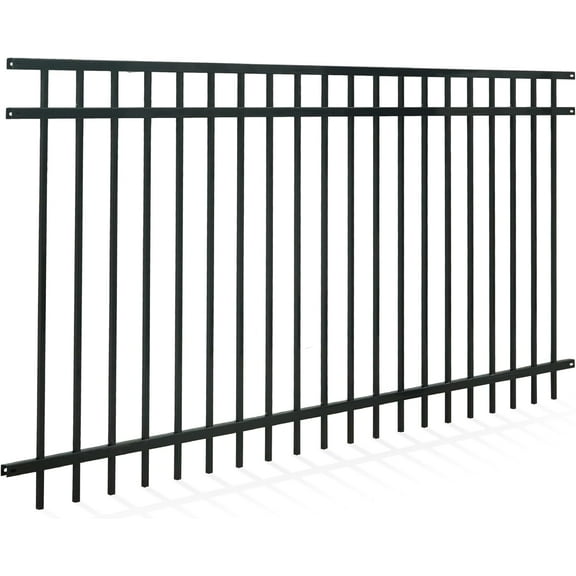 Fencer Wire Heavy Duty Flat Top Fence Barrier Panel, 4FT Height X 8FT Width Anti-Rust Metal Fencing Panel, 2” Diameter Steel Outdoor Decorative Garden Fence Panel for Yard, Pool, Patio, Single Panel