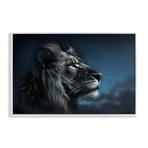 Stupell Industries Intense Gazing Lion Animals & Insects Painting White Framed Art Print Wall Art, 30 x 20
