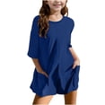 thumbnail image 1 of cfhntfmh Childrens Girls Rompers Casual Oversized Tee Half Sleeve Athletic Workout Wide Leg Shorts Jumpsuits with Pockets, 1 of 7