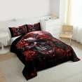 thumbnail image 3 of Manfei Horror Gothic Skeleton Bedding Comforter Set,Red Vintage Flower Twin Comforter Sets,Halloween Skull Bedding Set For Boys Girls,Luxury Bedroom Decor Reversible,2pcs, 3 of 8
