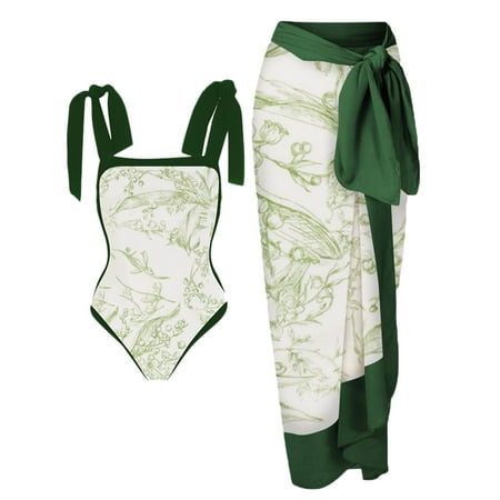 YOTMKGDO Cover Ups For Swimwear Women  One Piece Swimsuit Women  Women Vintage Colorblock Abstract Floral Print 1 Piece Swimwear+1 Piece Two Piece Vintage  Bodysuits For Women  White+L