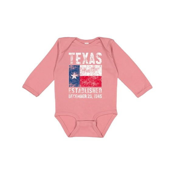 Inktastic Established December 29, 1845 Texas Flag Boys or Girls Long Sleeve Baby Bodysuit