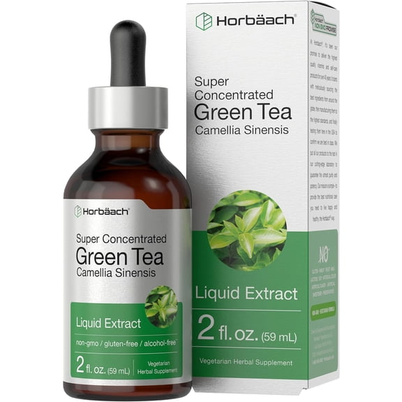 Green Tea Liquid Extract | 2 fl oz | Vegetarian & Alcohol Free for Men and Women | by Horbaach