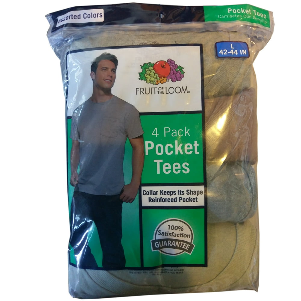 Fruit of the Loom Fruit Of The Loom 4Pack Pocket TShirts Mixed Color Size Large (4244 Fruit of the Loom Fruit Of The Loom 4Pack Pocket TShirts Mixed Color Size Large (4244