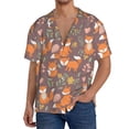thumbnail image 1 of Fotbe Cute Little Fox Camisa Estampada de Manga Corta para Hombre, Casual de Verano, Estilo Playero, Sin Arrugas-Small, 1 of 5