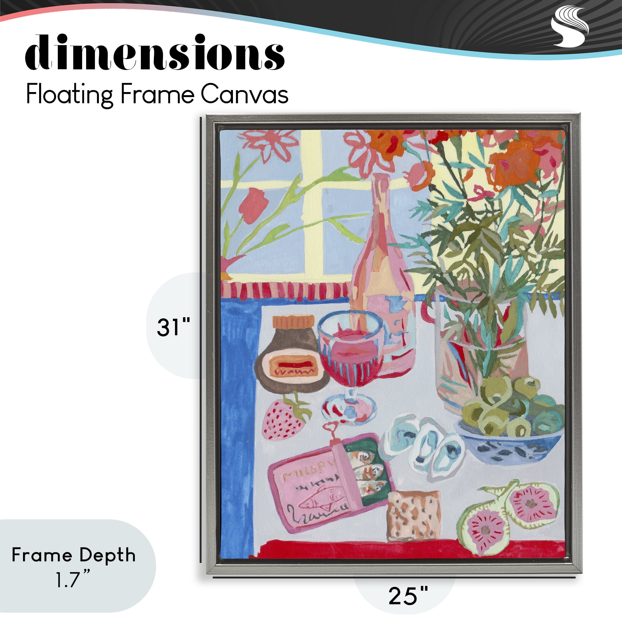Stupell Industries Red & Blue Table Setting Gray Framed Floater Canvas Wall Art, design by Melissa Wang