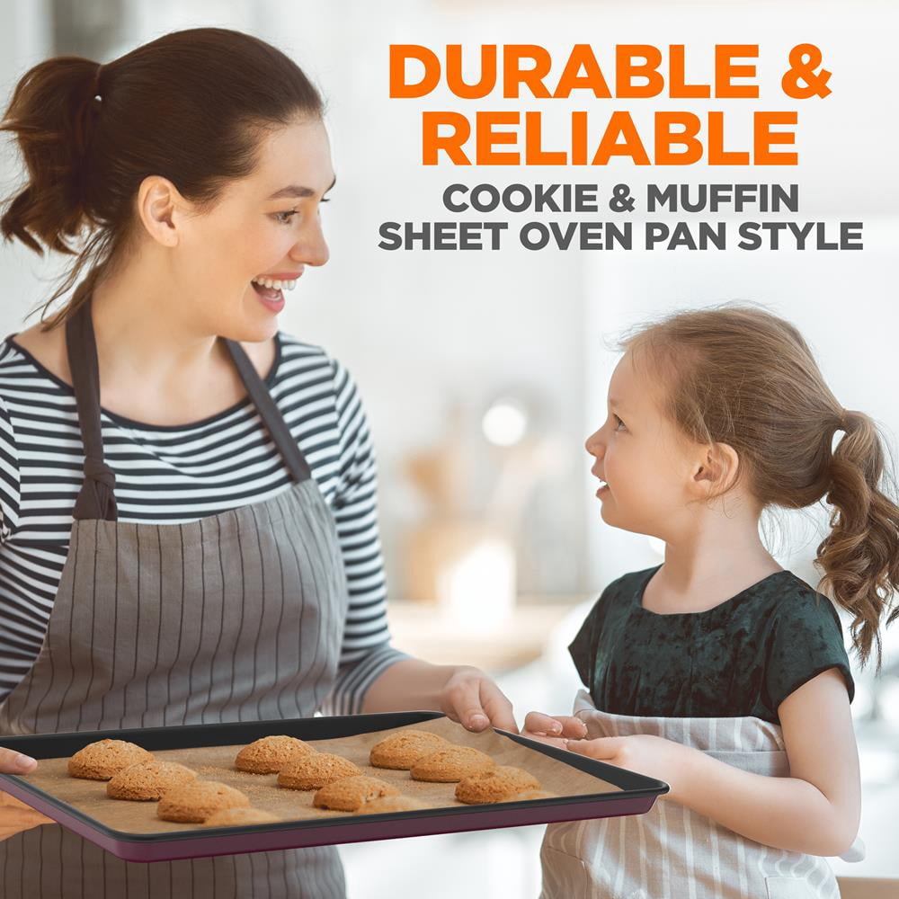 NutriChef 8-Piece Nonstick Stackable Bakeware Set W/ Non-Stick Coating, Brown