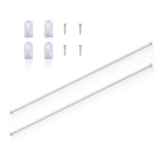 French Door Curtain Rods No Drill White Cafe Curtain Rod for Tier