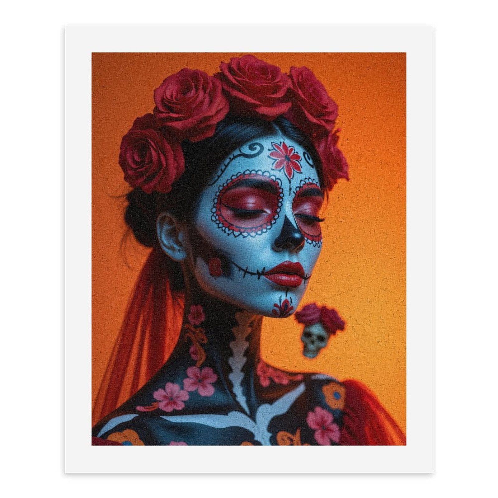 Paint By Numbers Kit for Adults Beginner - Festive Skull Makeup Roses Art DIY Canvas Painting Kits for Adults, Frameless Paint By Number for Adults for Home Wall Decor 16x20 Inch